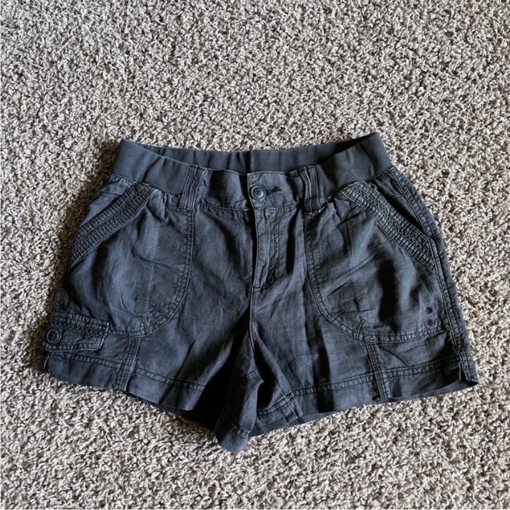 Maurice’s Linen/rayon Grey Green Lightweight Shorts Mid Rise Size Small or 5/6